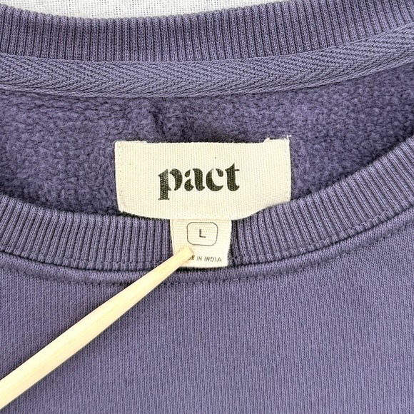 PACT Crew Neck Sweater Womens Large Purple Moon Start Print Cozy Casual Organic - Picture 9 of 13